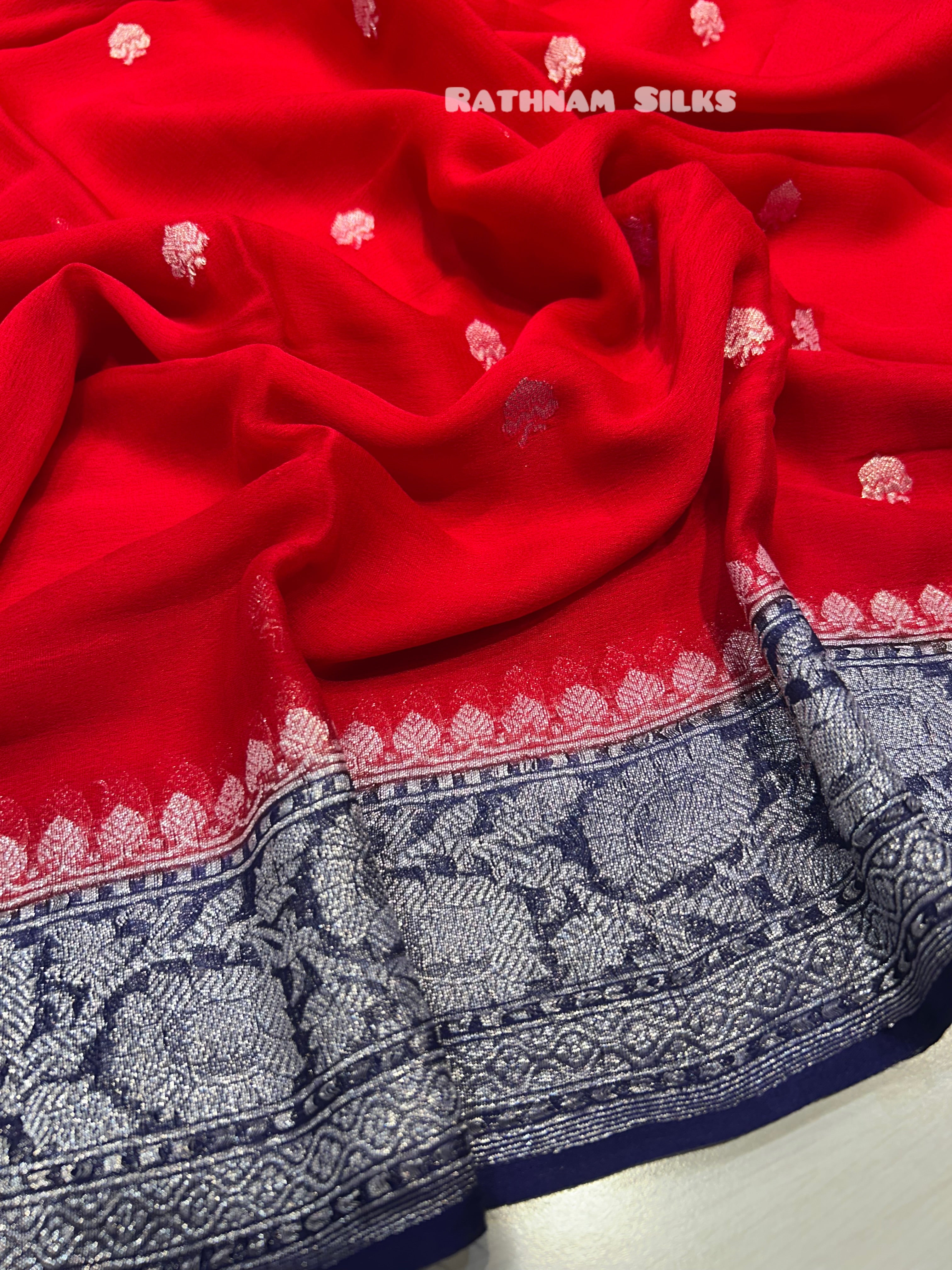 Pure Banaras khaddi chiffon silk