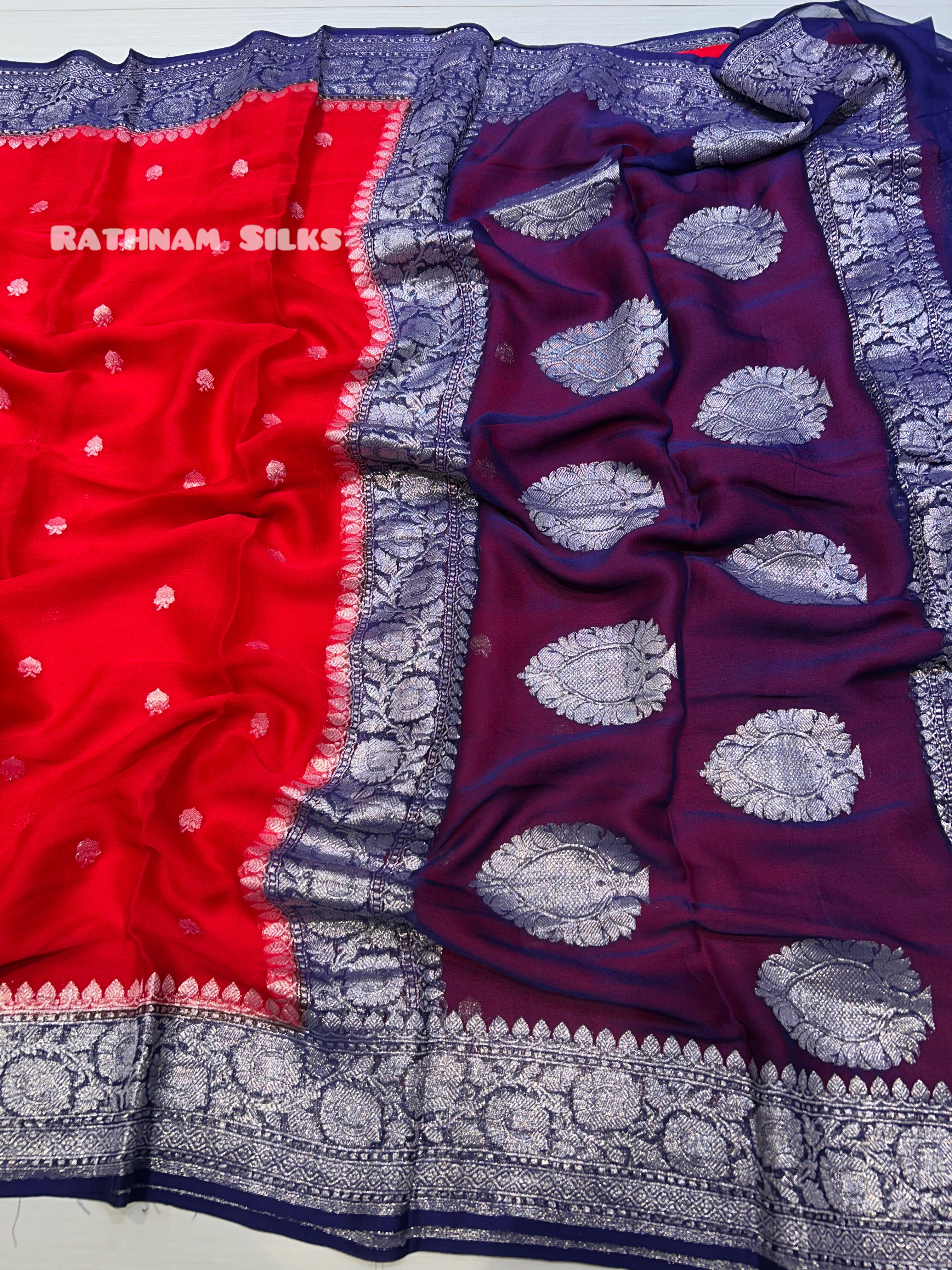 Pure Banaras khaddi chiffon silk